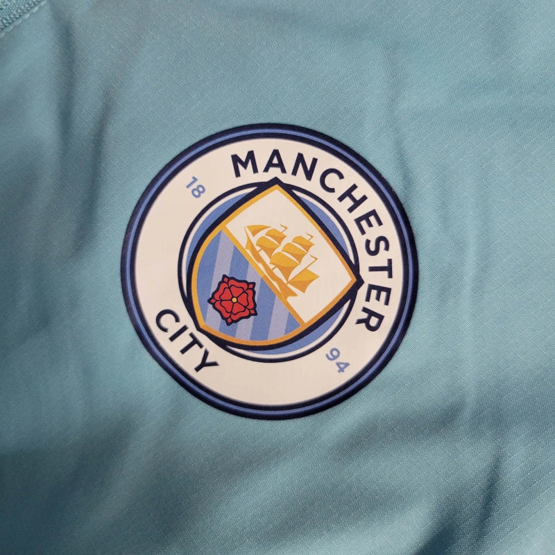 Blazer de vânt albastru și alb Manchester City